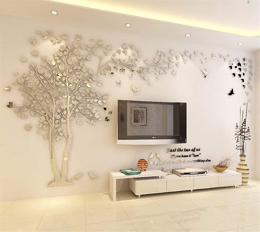 Vinilos 3D de Árbol y Aves - Decoración para Pared M-98X51in