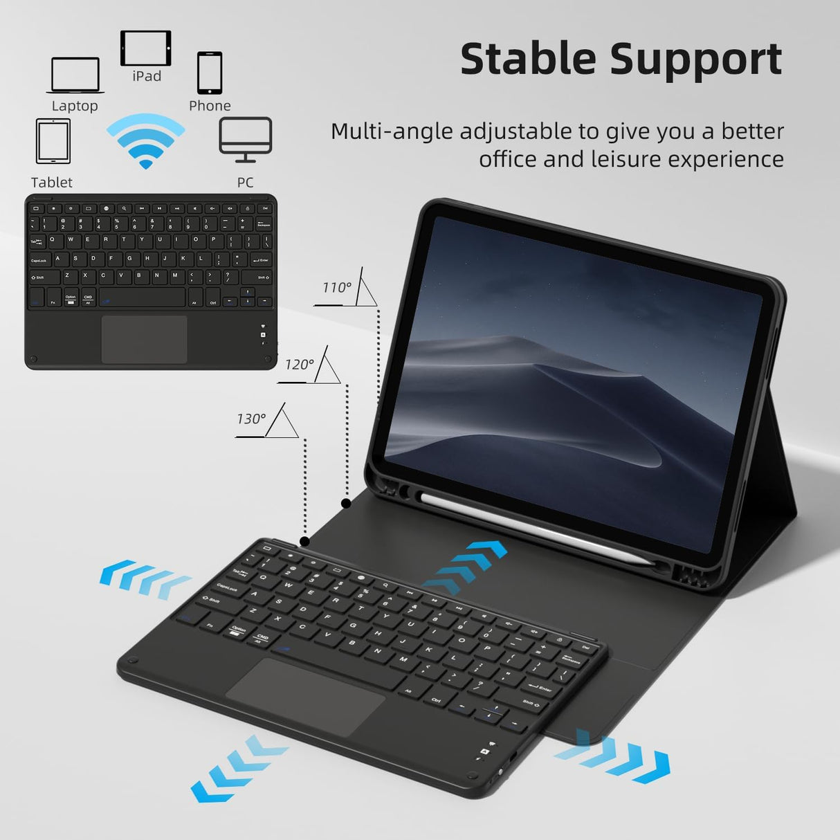 Funda Teclado Táctil para iPad Air 11 6ta Gen, Bluetooth, 2024