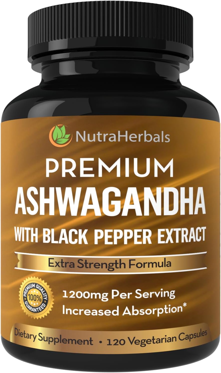 Suplemento de Ashwagandha 1200mg con Pimienta Negra - 120 Caps