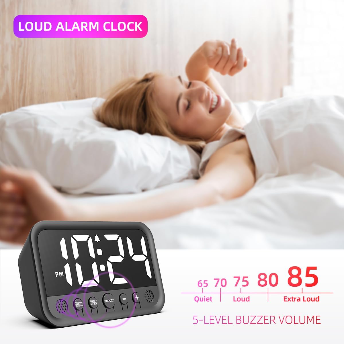 Reloj Digital LED Pequeño con Alarma Fuerte y Funciones Ajustables
