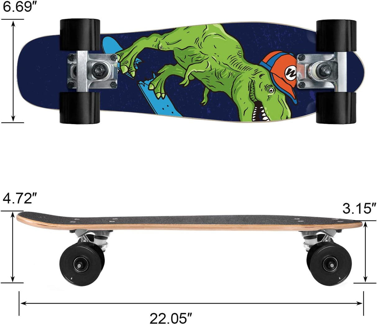 Patineta Completa Mini Cruiser de 22 Pulgadas para Niños