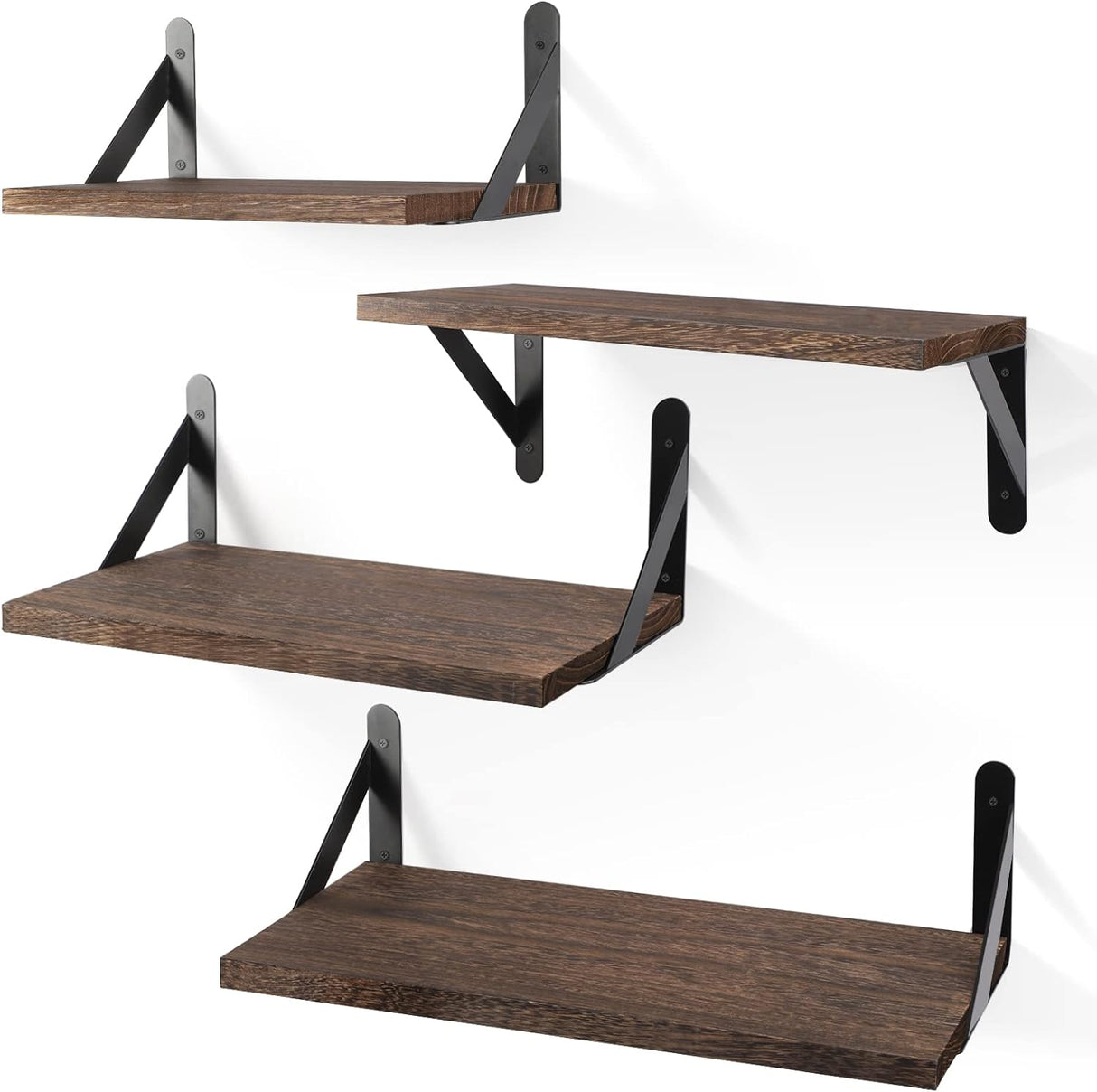 Estantes Flotantes YGEOMER, Madera, Set de 4 Tamaños Variados