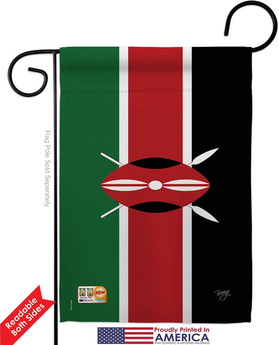 Breeze Decor HG108242 Banderas de Kenia de la Nacionalidad Mundial Impresiones Casa Vertical Decorativa 28 X 40 Jardín 13 18.5 Bandera de Doble Cara Colección