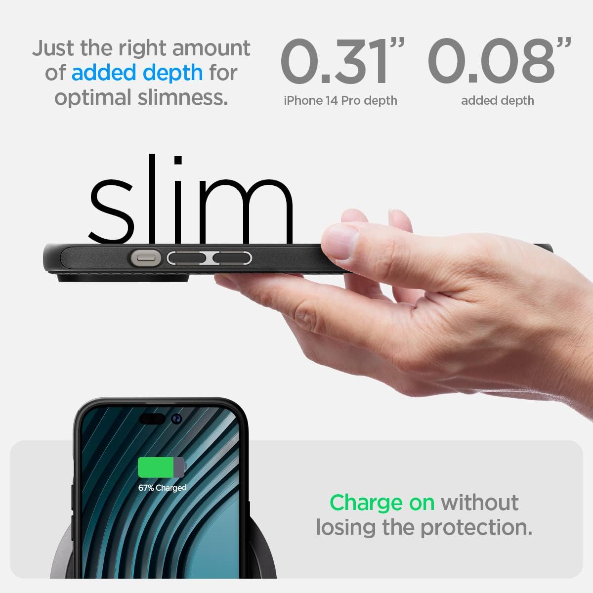 Spigen Mag Armor (MagFit) compatible con MagSafe diseñada para iPhone 14 Pro (2022), negro mate