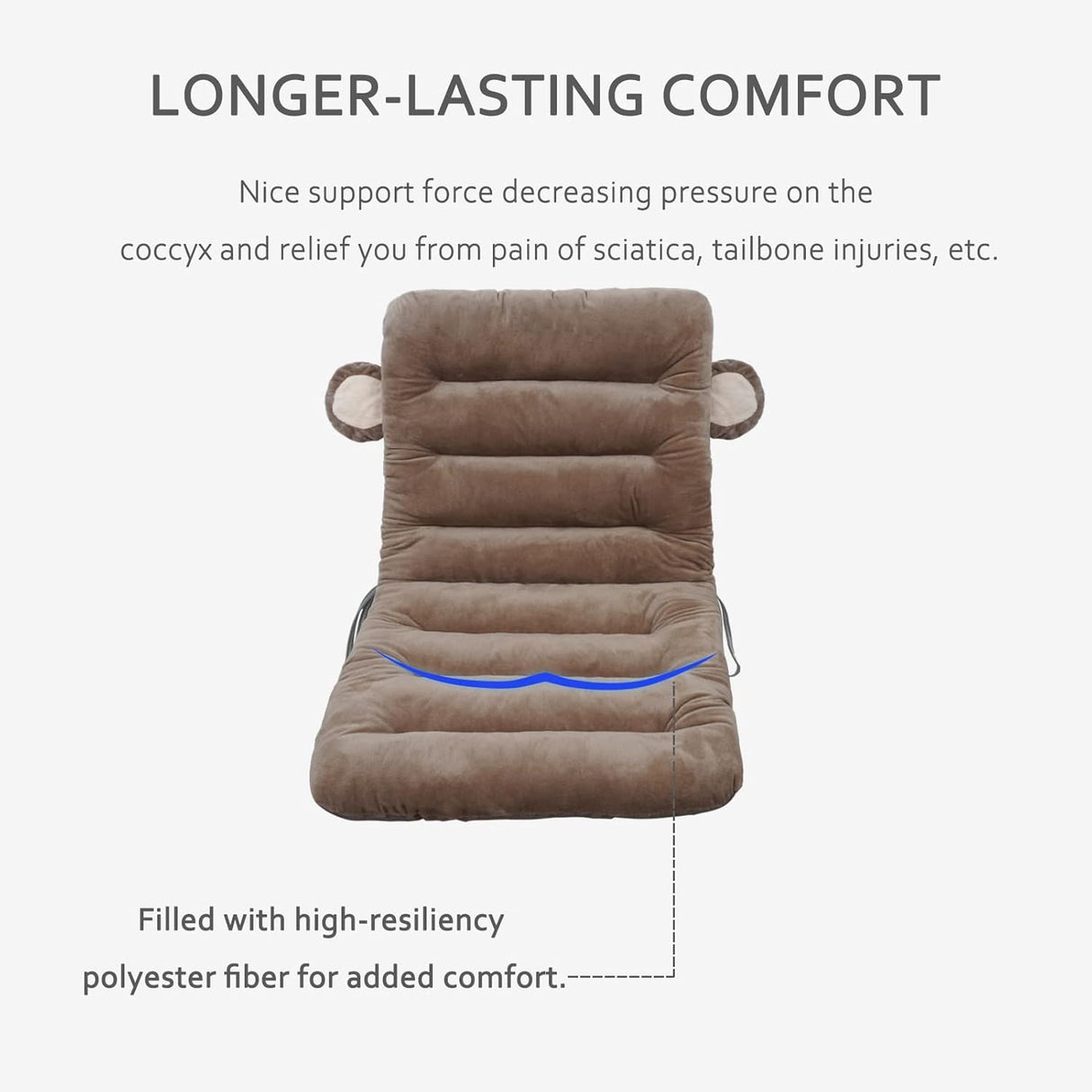 Cojín de silla ELFJOY 85cm con soporte lumbar y banda fija