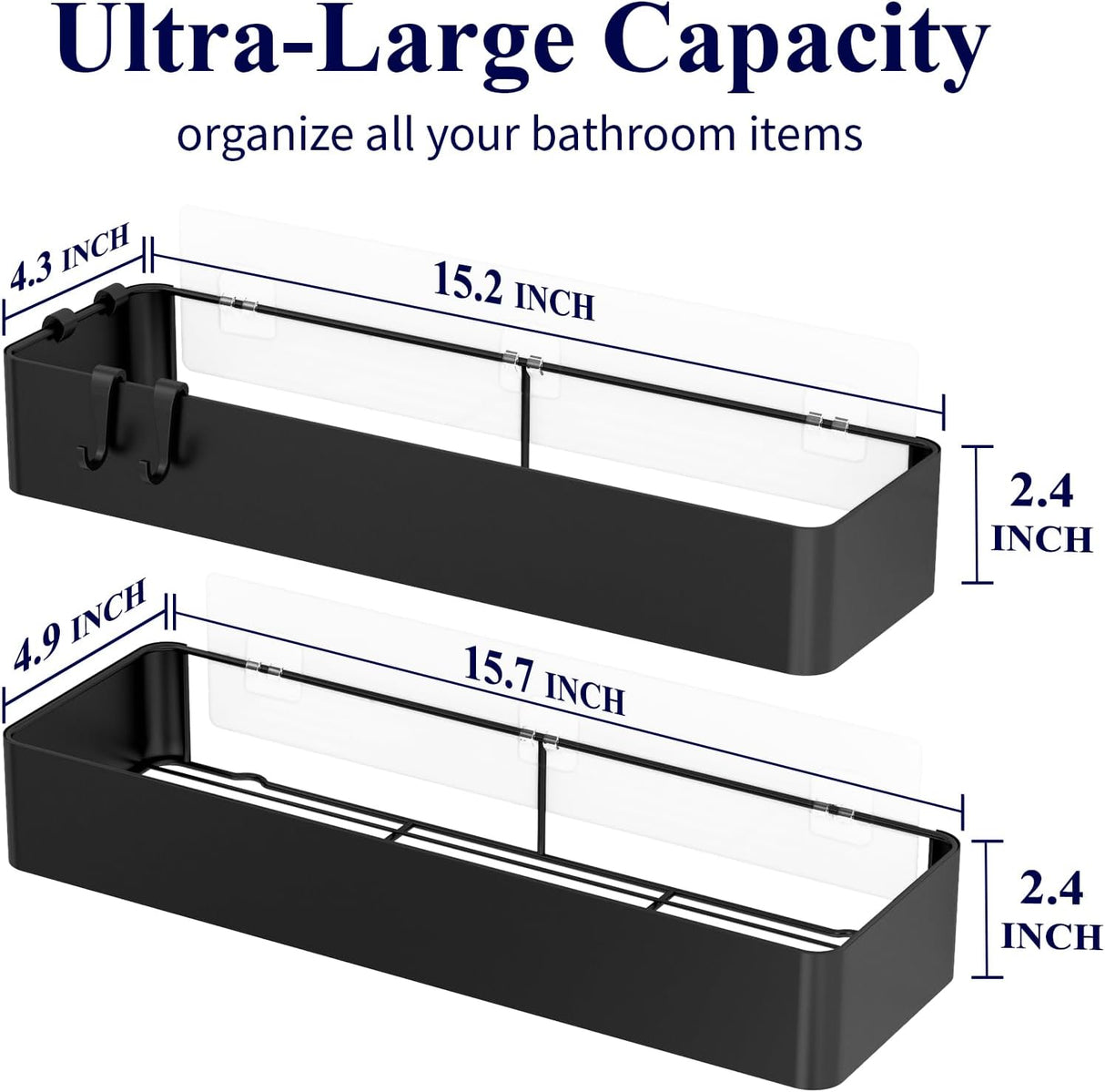 Organizador de ducha extragrande sin taladros de acero inoxidable