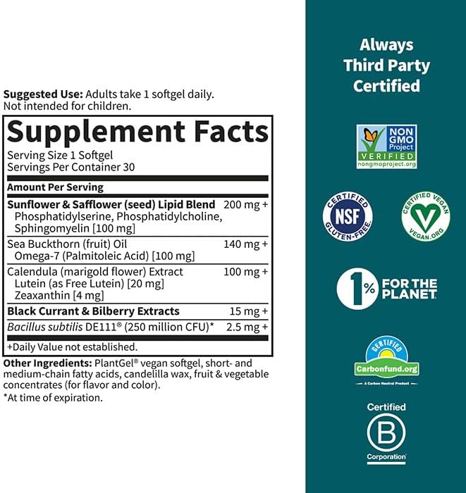 Suplemento de salud ocular con aceite de girasol y cártamo