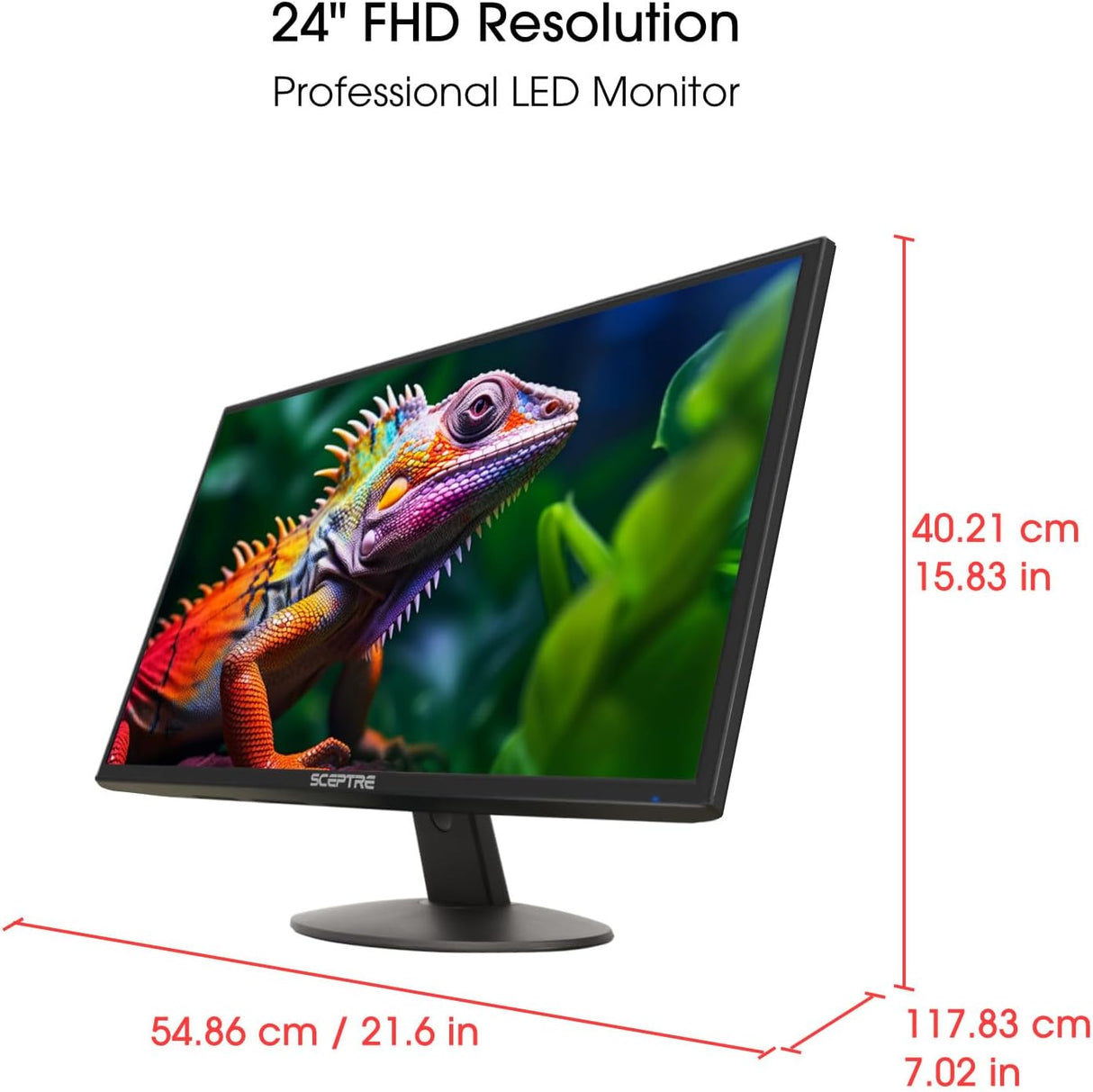 Monitor LED 24 Sceptre 1080p, 99% sRGB, 2x HDMI, E248W-19203R