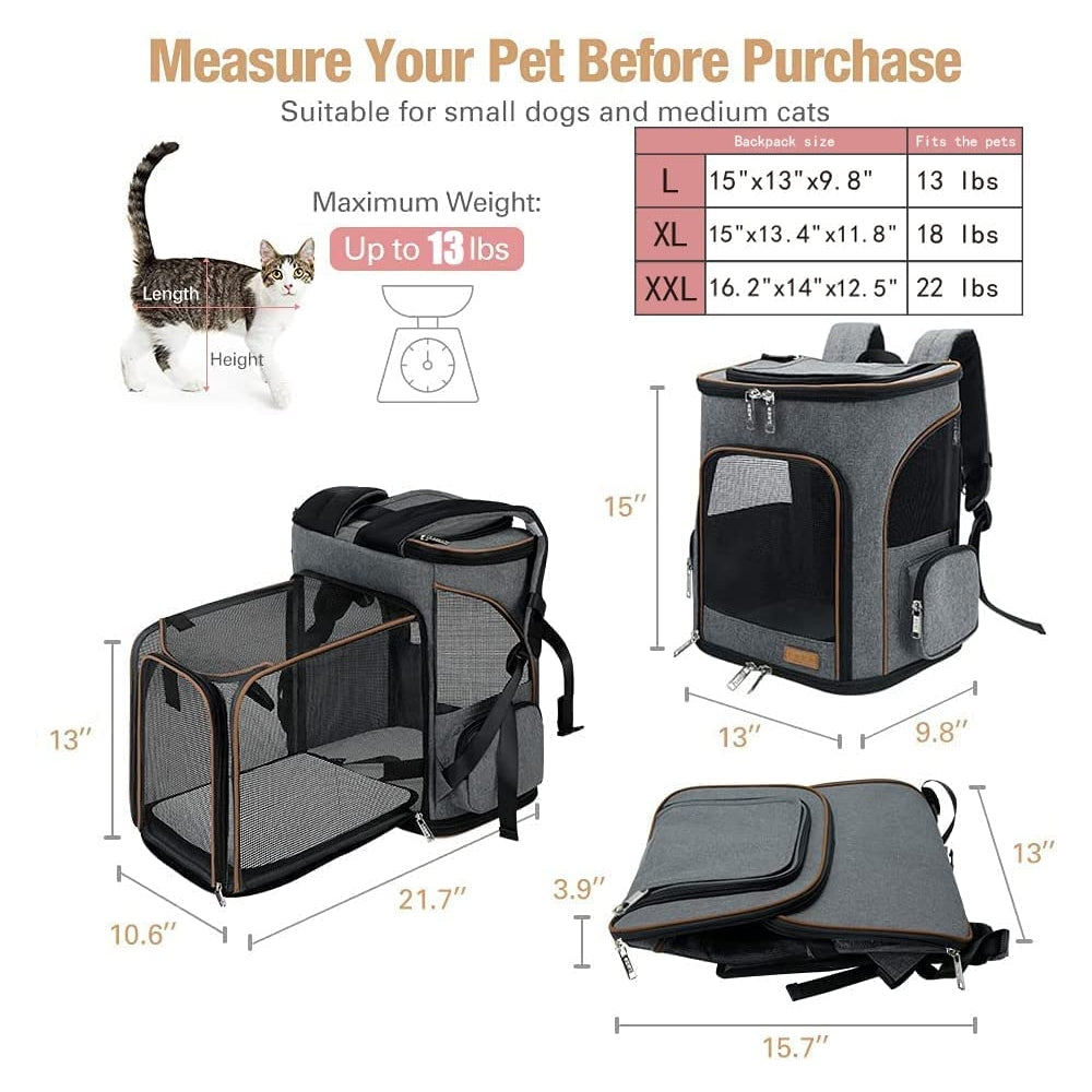 Mochila transportadora para gatos expandible para gatos