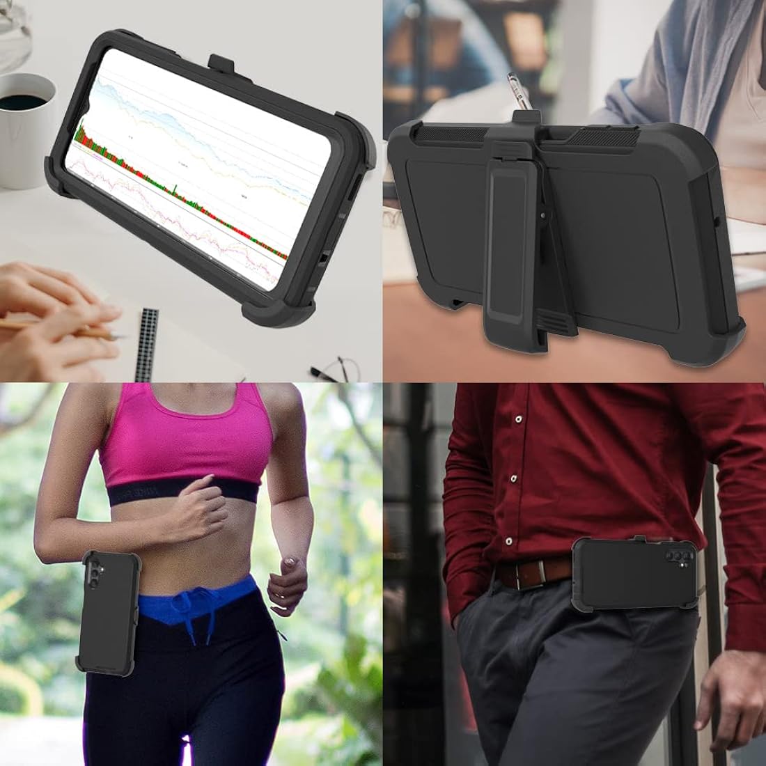 Funda compatible con Samsung Galaxy A13 5G (no para A13 4G), con clip de cinturón, resistente, resistente a prueba de golpes, protección de cuerpo completo, función atril, funda para Samsung Galaxy A13 5G (negro)