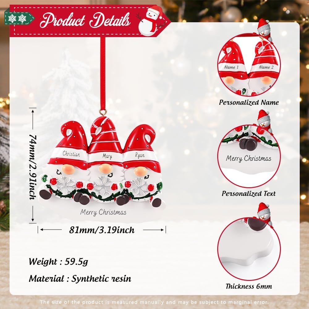 Adornos Navideños Gnome Personalizados para Familia 2024