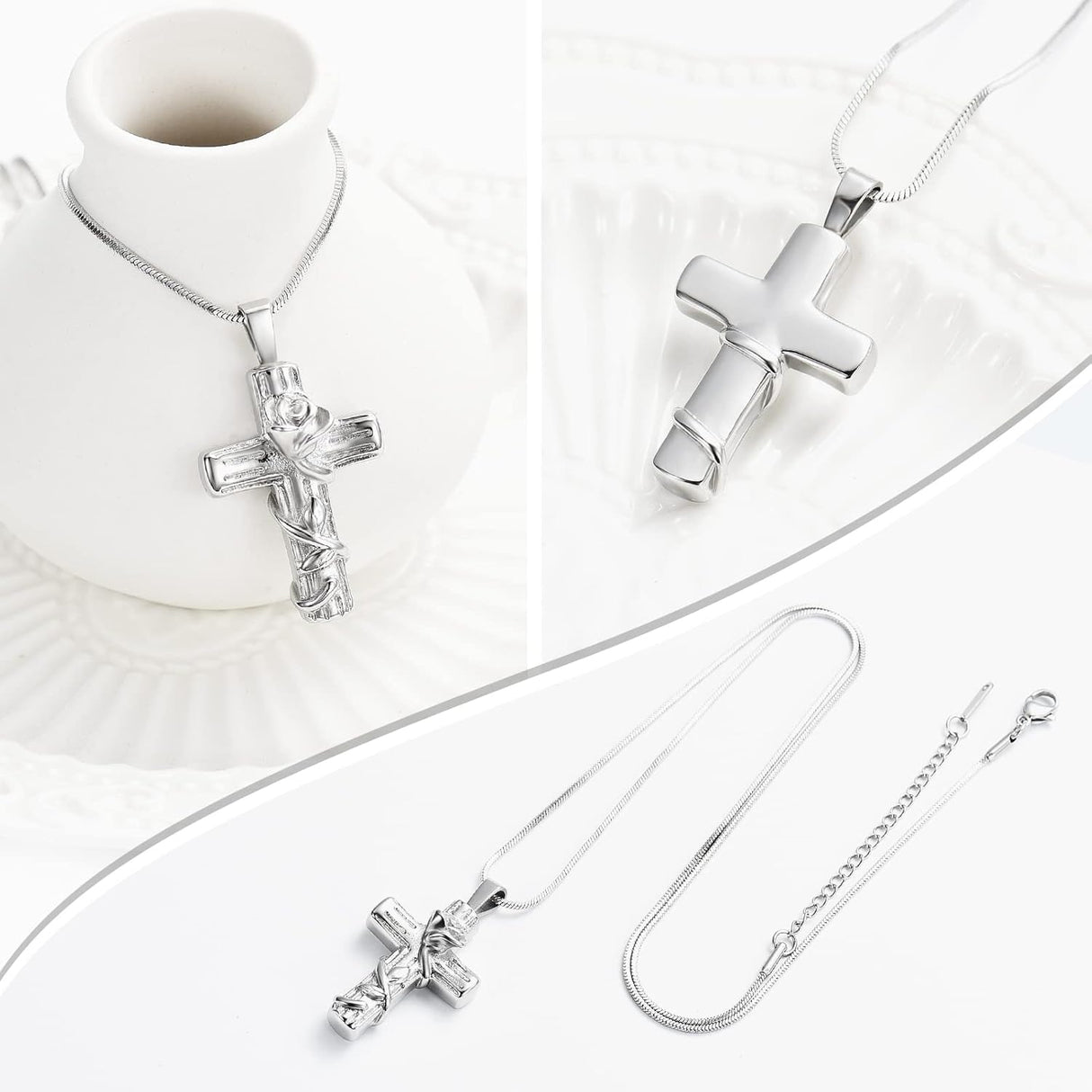 Collar de urna para cenizas, colgante para recuerdo, rosa