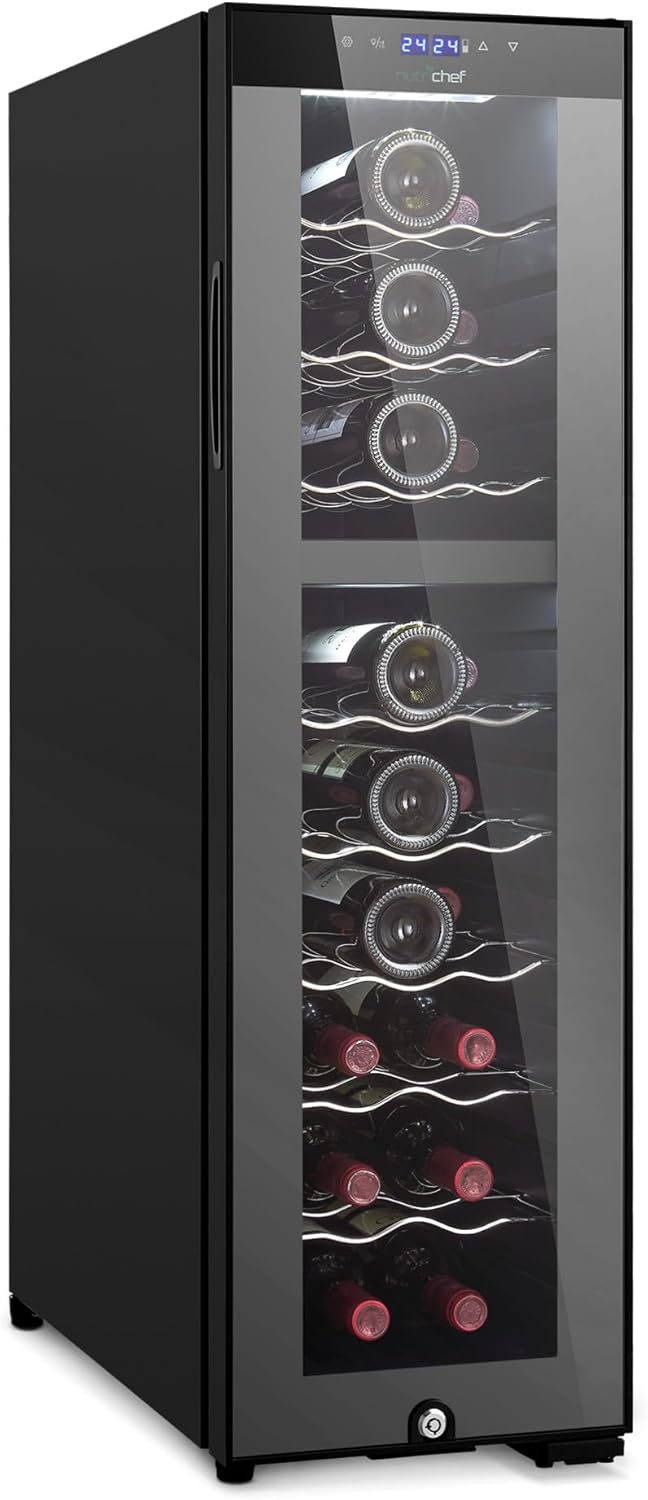 Refrigerador de vino NutriChef PKCWCDS245, doble zona, 24 botellas
