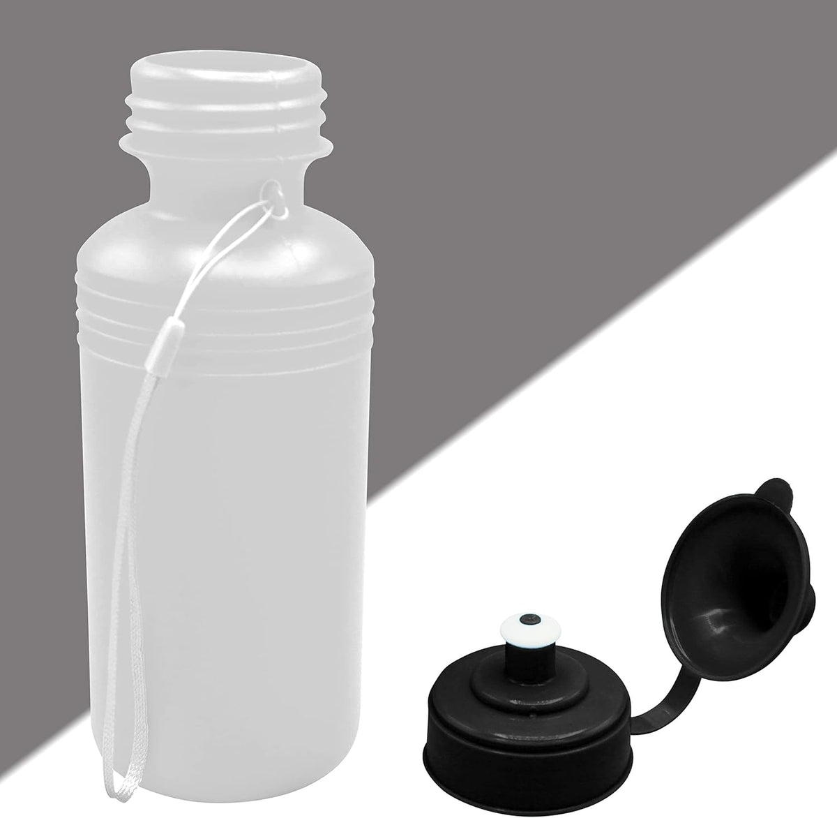 4E's Novelty 12 botellas de agua deportivas a granel (paquete de 12) botellas de agua de plástico reutilizables de 18 onzas, sin BPA, botellas de agua para niños escolares