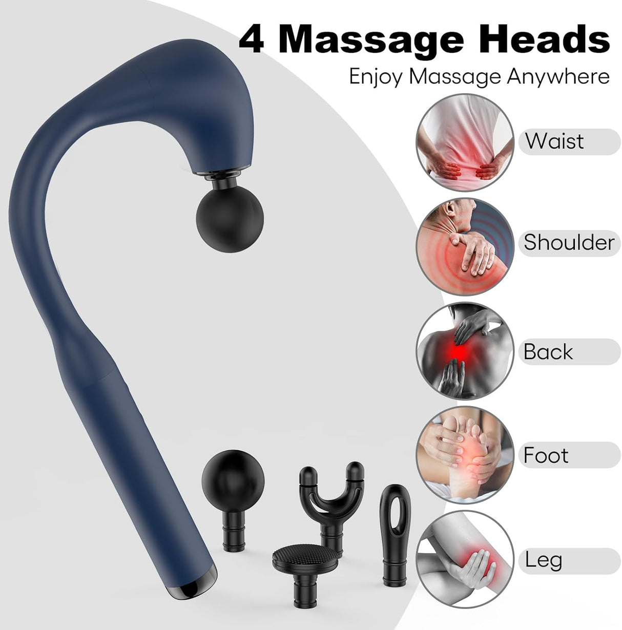 Masajeador U con mango largo, marca X, masaje profundo, modelo Y