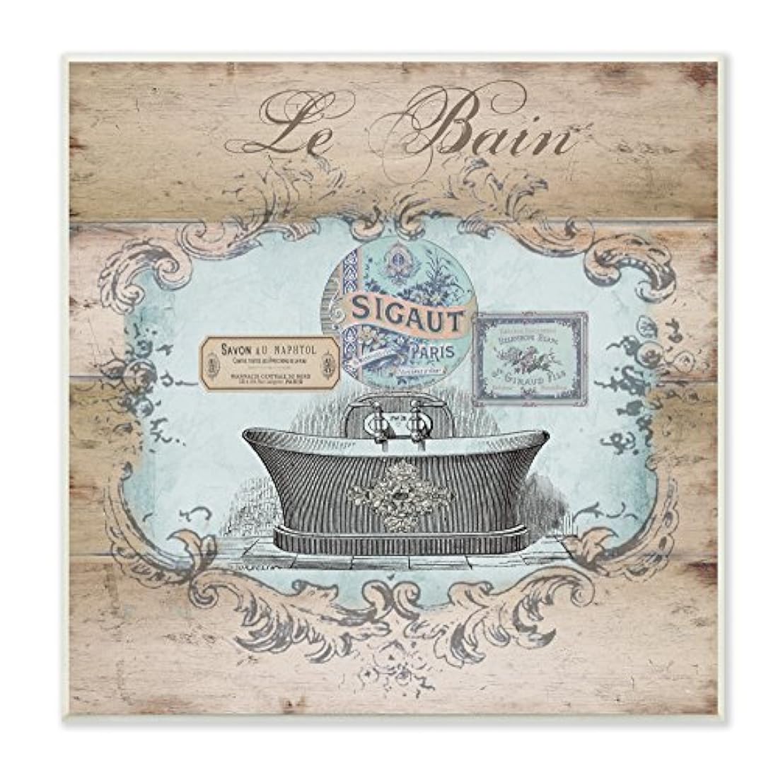 La Colección de Stupell Home Decor Le Bain – Placa de madera