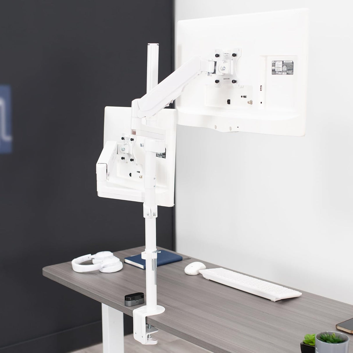 Soporte Doble para Monitores VIVO, Altura Ajustable, STAND-V012KW