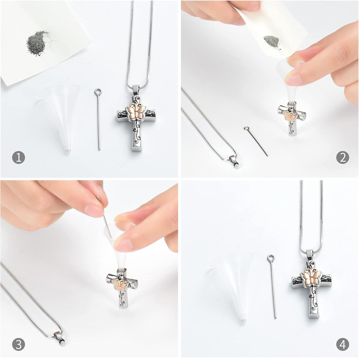 Collar de urna para cenizas, rosa, collar conmemorativo