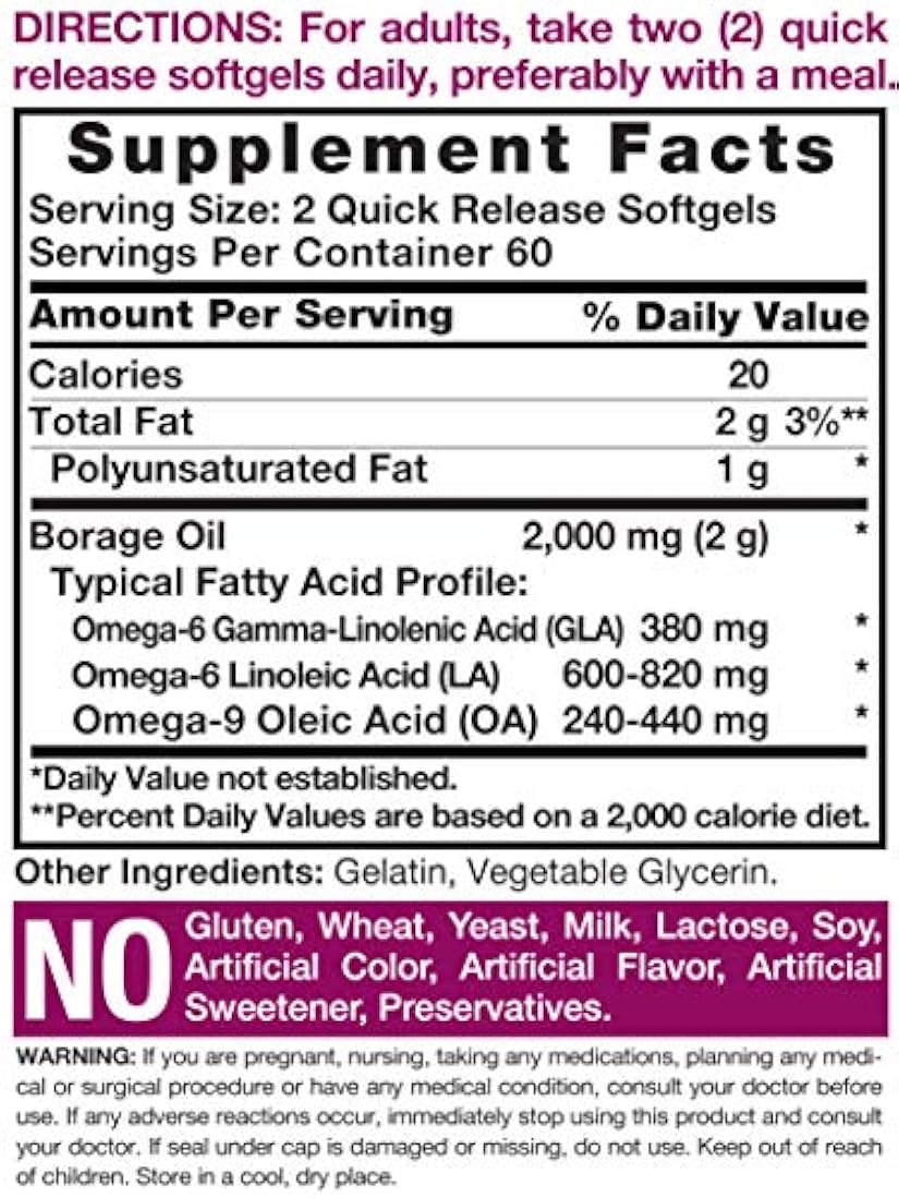 Horbaach Cápsulas de aceite de boraje 2000 mg 120 cápsulas