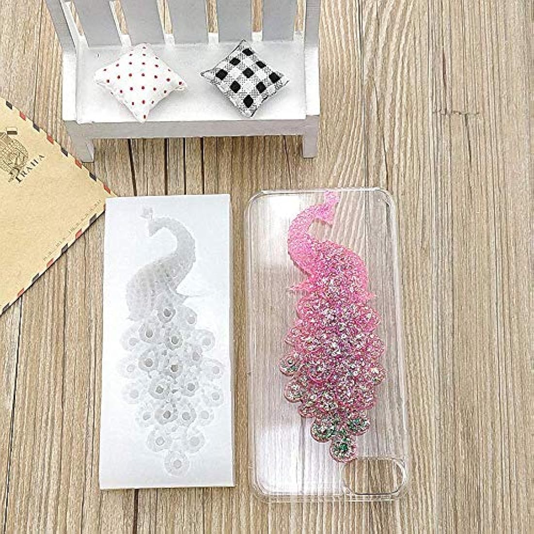 Juego de 120 moldes de silicona con diseño de pavo real