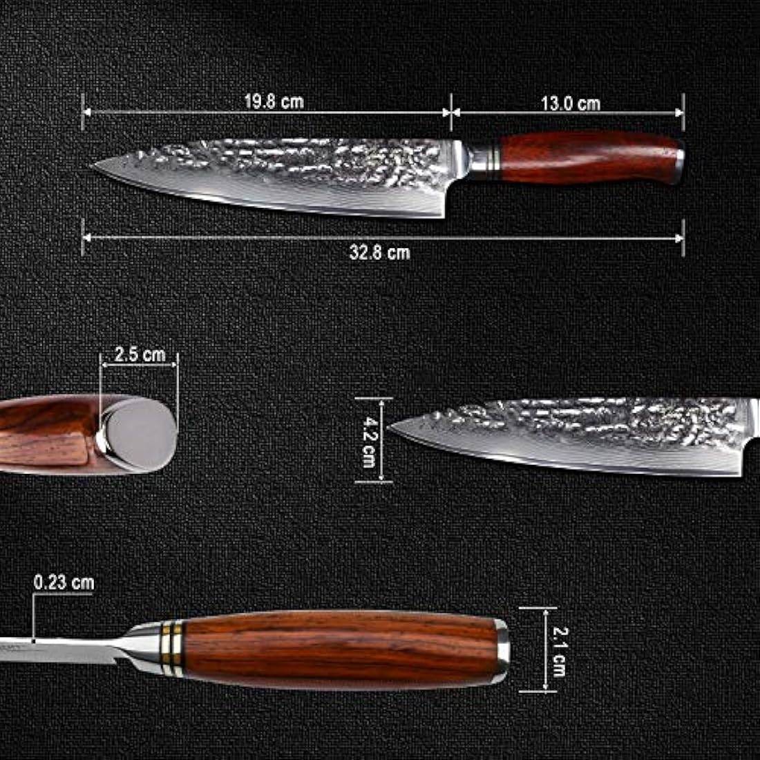 yarenh acero de Damasco cuchillos de chef 8