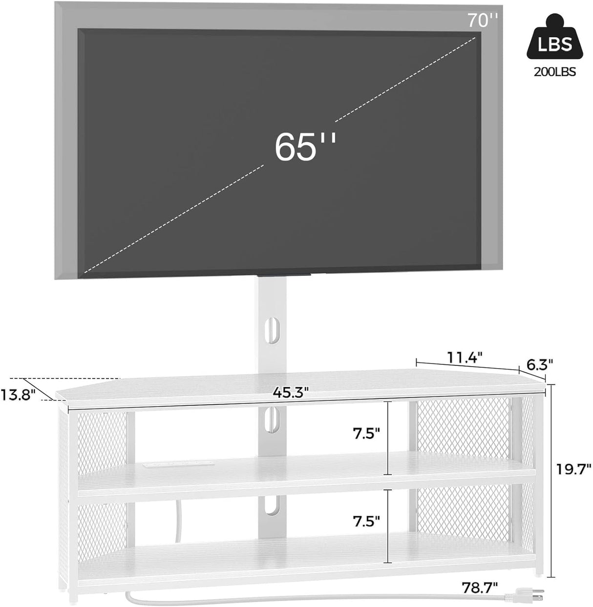 Soporte de TV Rolanstar con Montaje y Salida de Poder, Ajustable