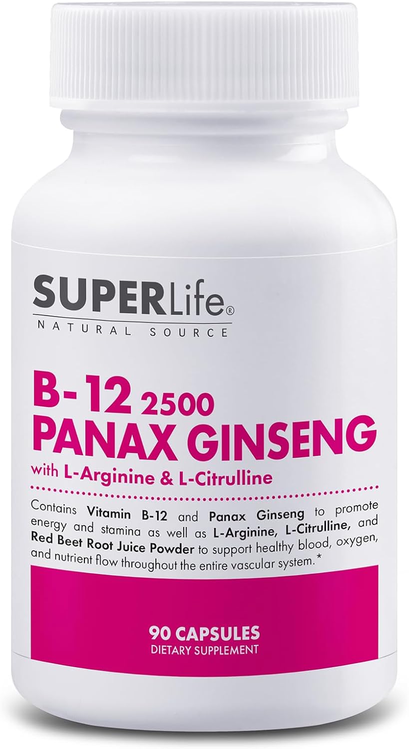 Vitamina B-12 2500 Panax Ginseng con L-Arginina potenciador