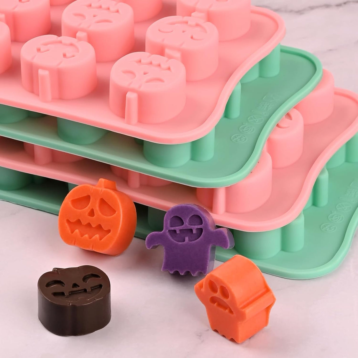 Molde de chocolate y gelatina de Halloween, fantasma y calabaza