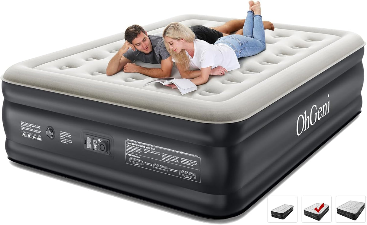 Colchón Inflable Queen con Bomba, Elevado 18”, Portátil