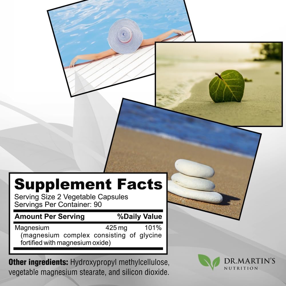 Magnesio Glycinato Premium 425mg - 180 Cápsulas Vegan