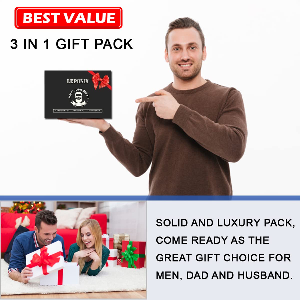 Kit de afeitado para hombres crema de afeitar de sándalo