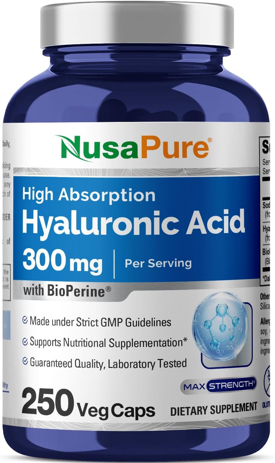 NusaPure Ácido hialurónico 200 mg 180 cápsulas vegetales