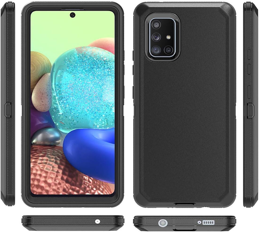 TASHHAR Funda de teléfono para Samsung Galaxy A71 5G, resistente a prueba de golpes, funda protectora con clip para cinturón para Samsung A71 5G de 6.7 pulgadas (negro)