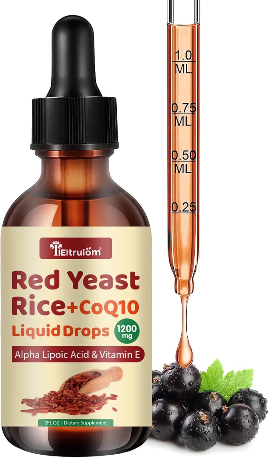 Red Yeast Rice con CoQ10, Orgánico, 1200mg, 2oz, Sin Citrina