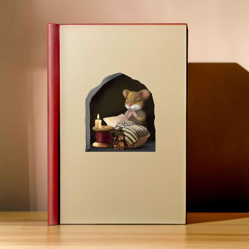 Sticker Decorativo Ratón Leyendo, Ideal para Niños y Clases