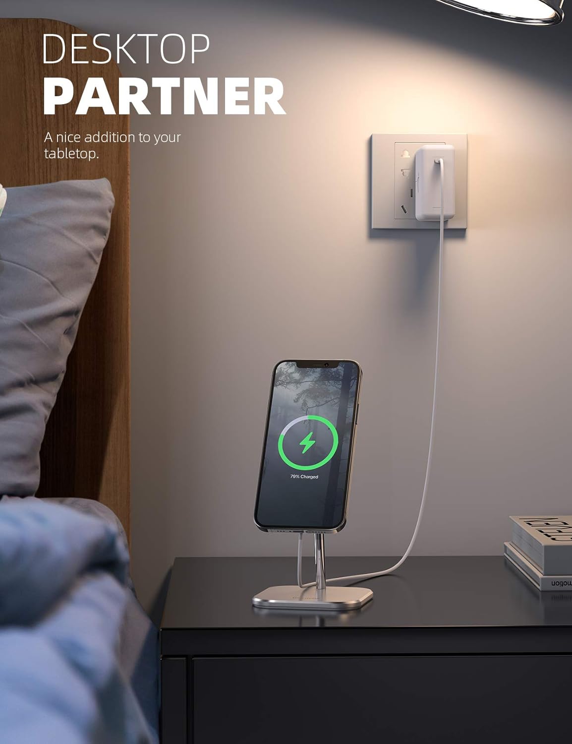 Cargador de teléfono de aluminio ajustable para escritorio