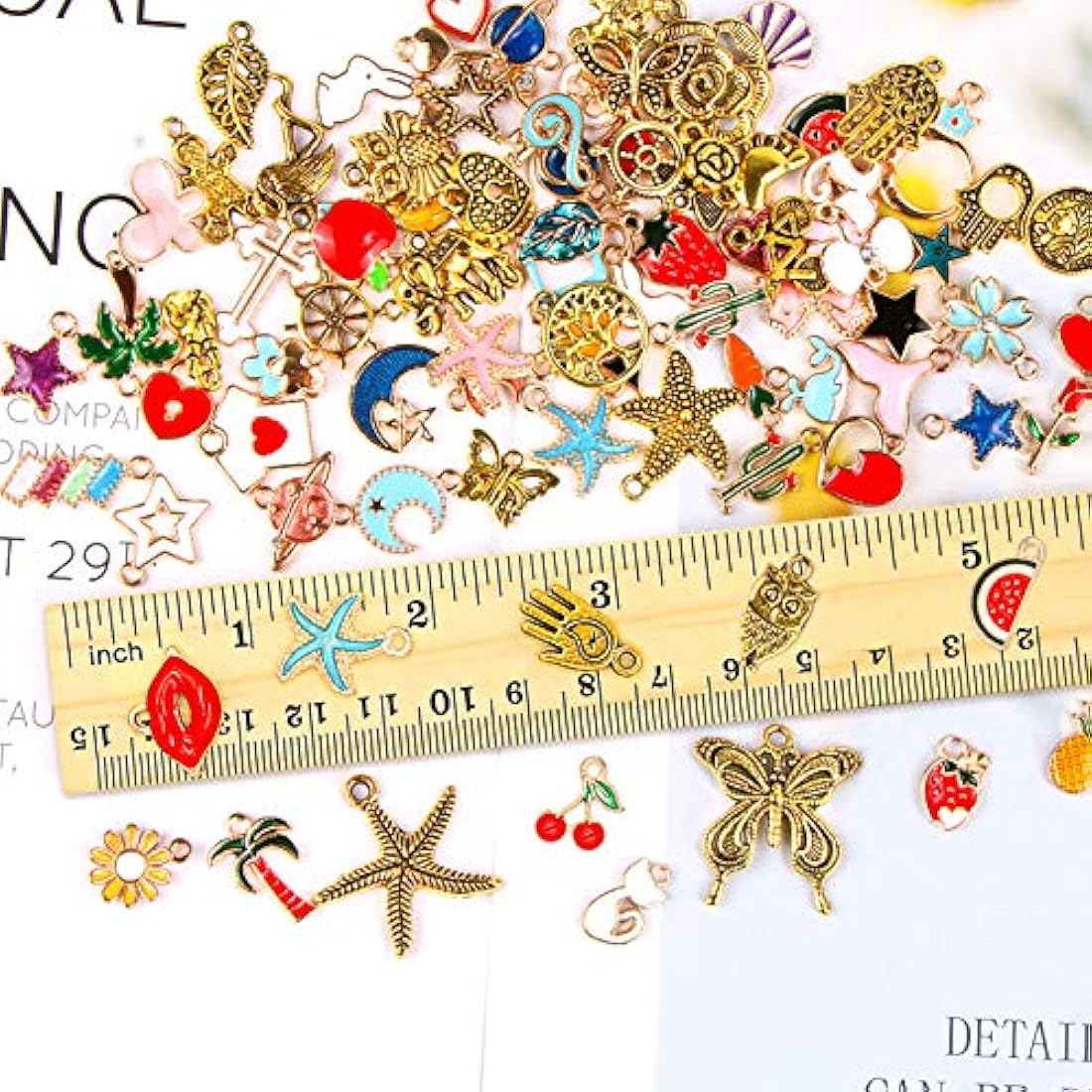 Dijes y Medallas abalorios de esmalte chapado en oro