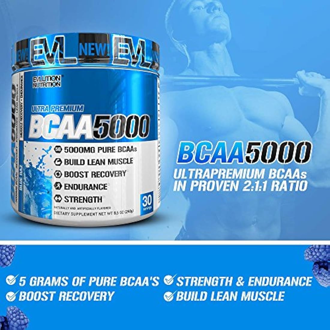 Nutrition BCAA5000 Polvo de 5 gramos de BCAA Premium