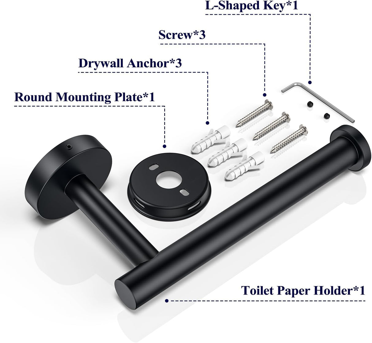 Soporte de pared para papel higiénico, resistente y redondo