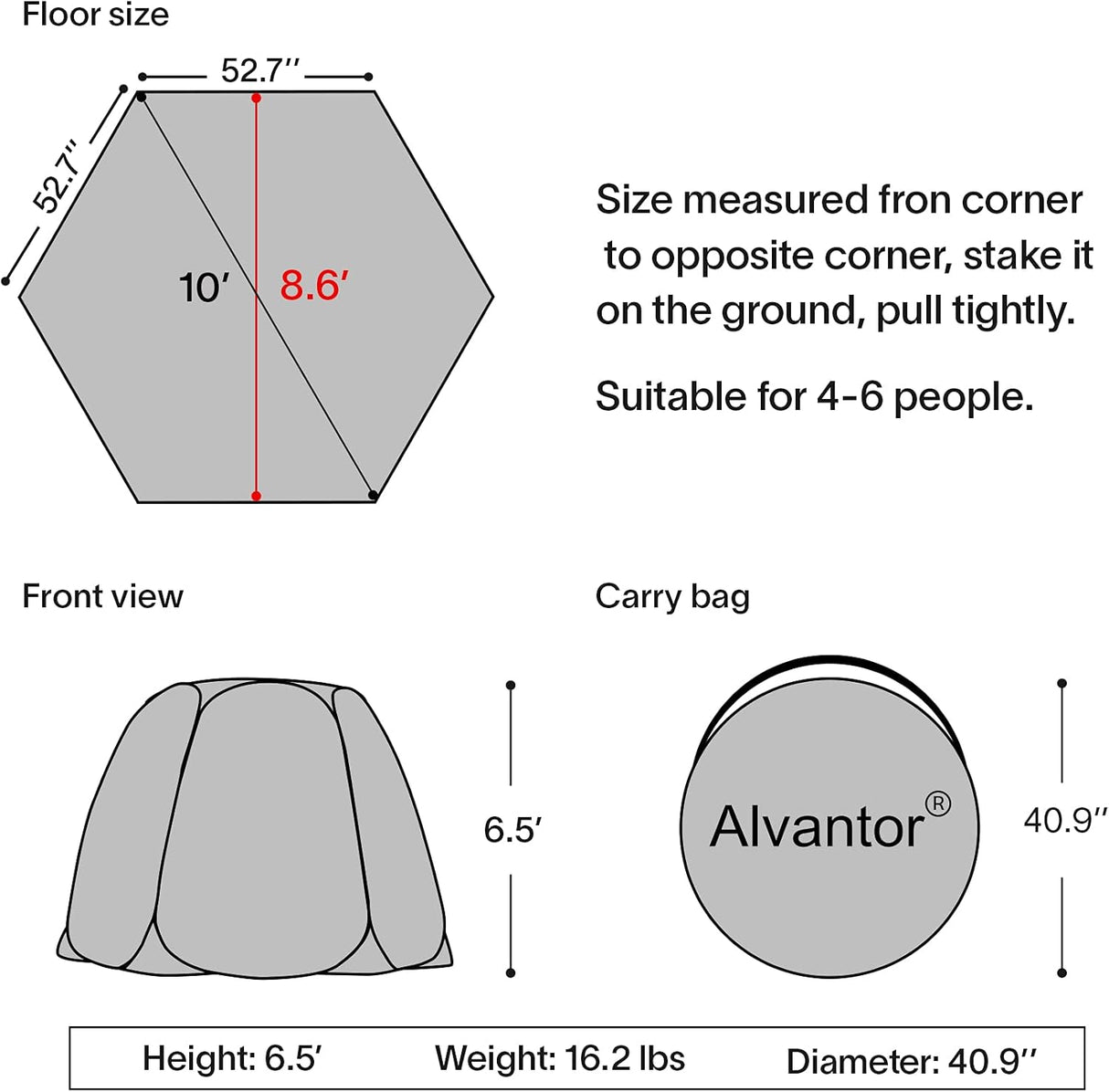 Tienda Alvantor Carpa Plegable 12x12 - Grado Comercial
