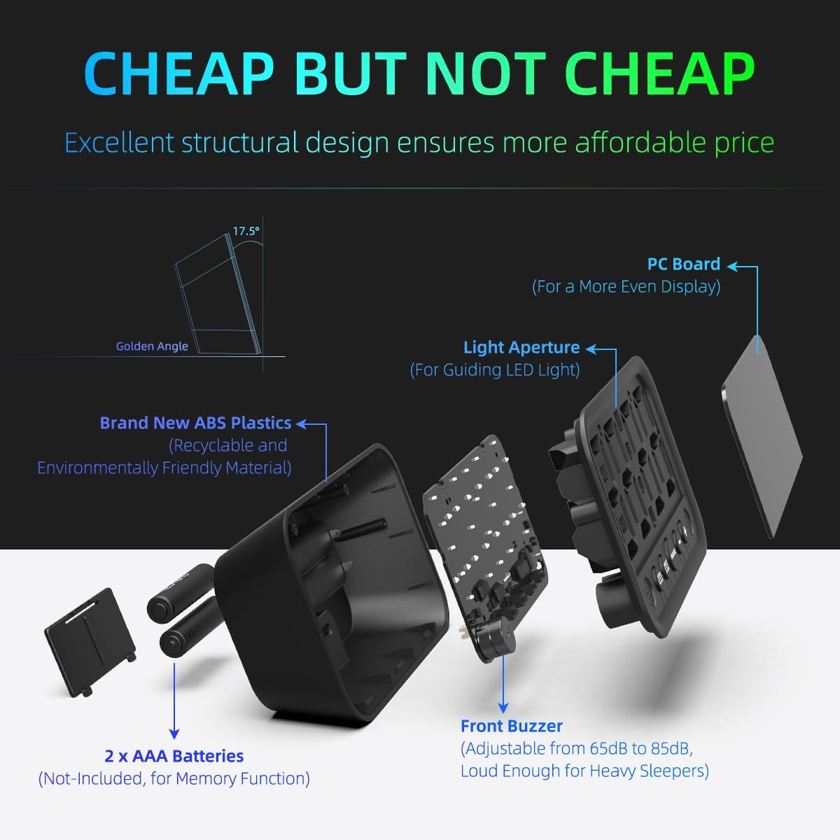 Reloj Digital LED Pequeño con Alarma Fuerte y Función Snooze