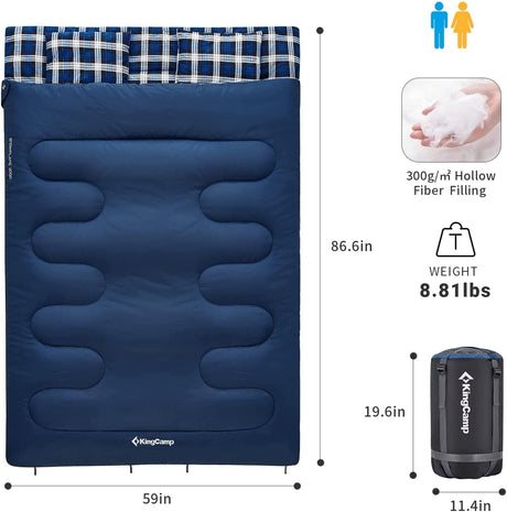 Saco de dormir doble de 20 grados para adultos