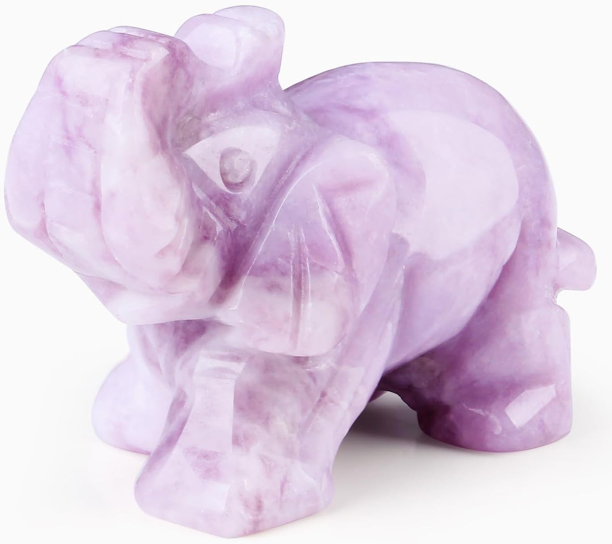 QINJIEJIE Decoración de elefante, cristales de lepidolita