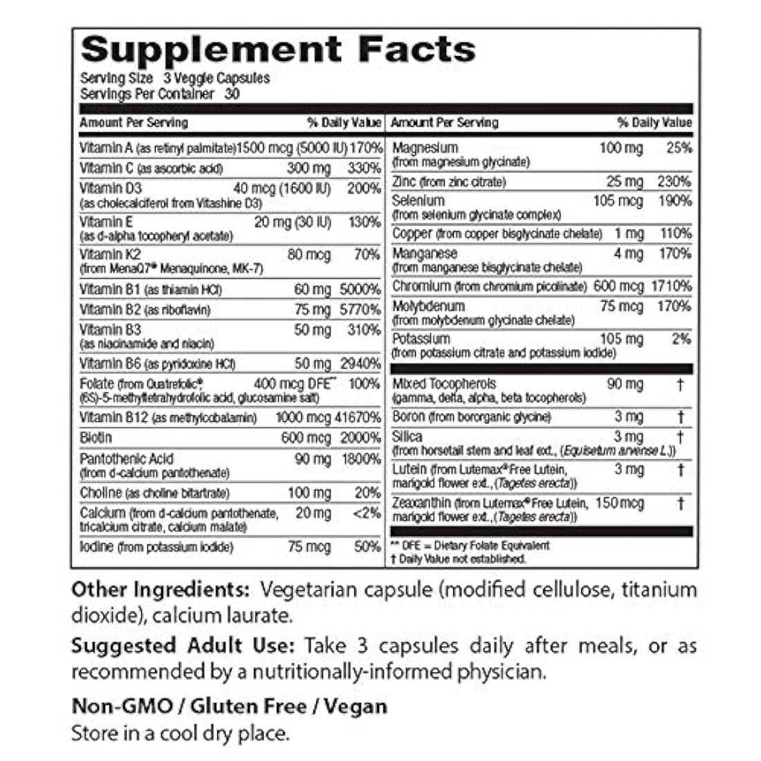 Multi-vitaminas, formulación totalmente optimizada