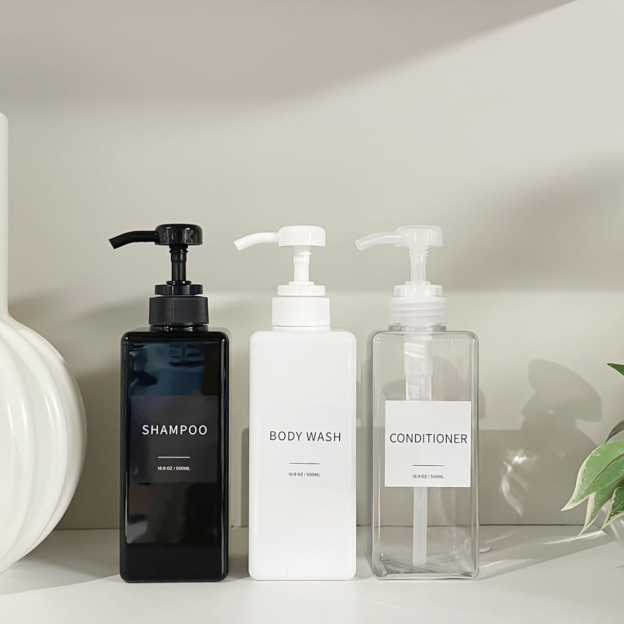 Dispensador de Champú y Acondicionador, Set de 3, 16.9oz