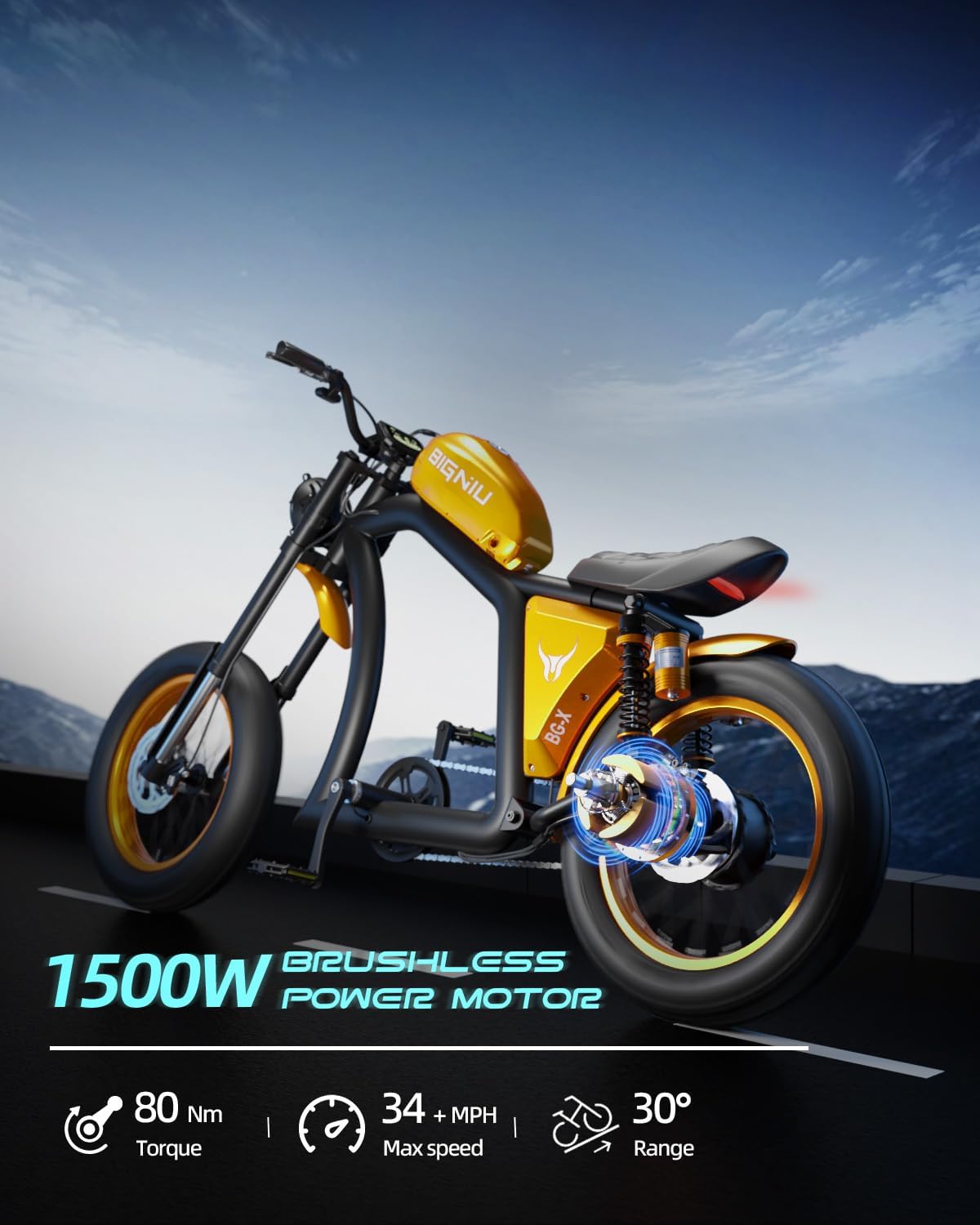 Bicicleta Eléctrica BG-X 1500W, 40 Millas, Doble Suspensión