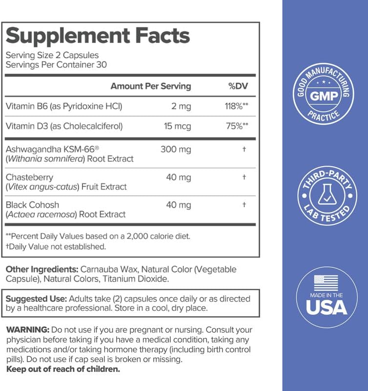 Vitaminas para Menopausia con Cohosh Negro y Ashwagandha