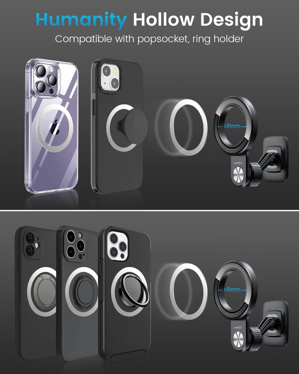 Paquete de 2 soportes magnéticos para teléfono