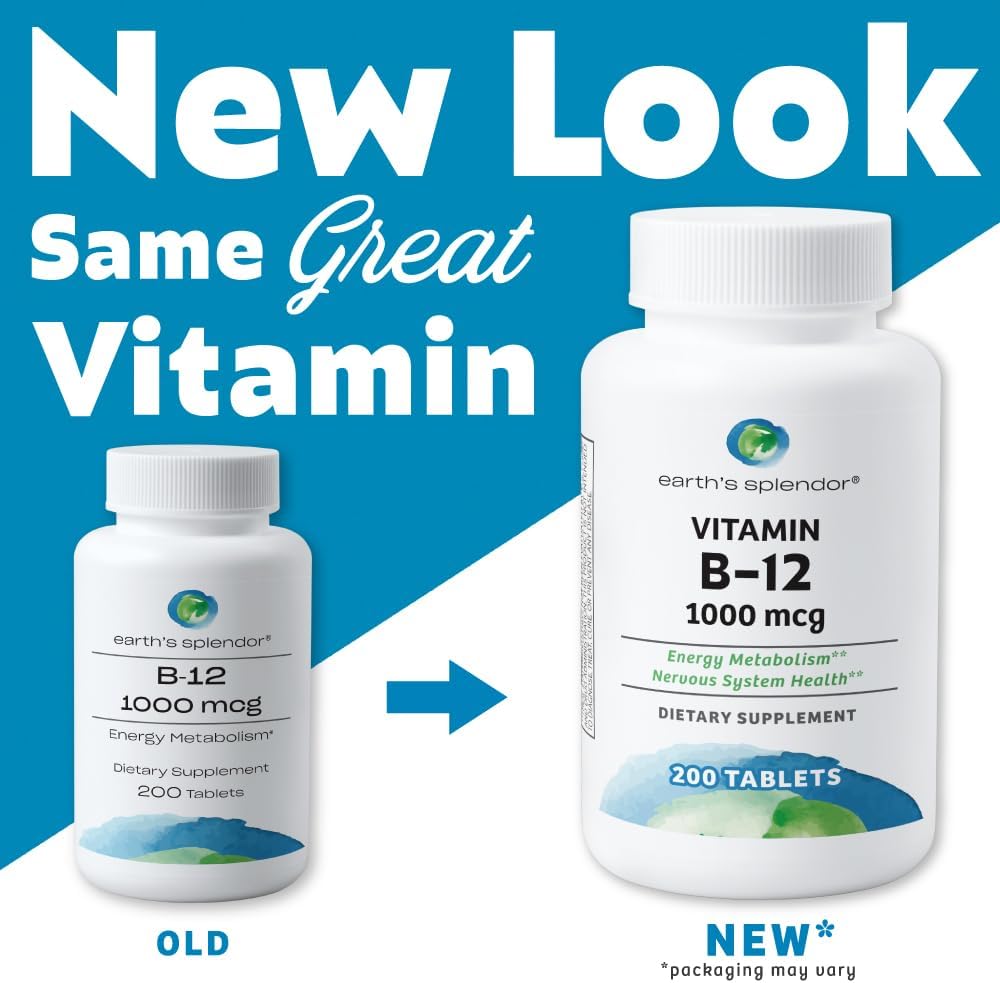 Suplementos Energéticos B12, Earth's Splendor, 200 Tabletas