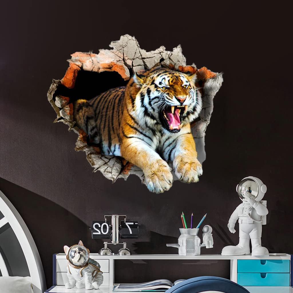 Decal 3D Tigre, Autoadhesivo, 23.62x23.62in, Mural Infantil